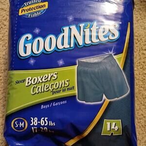 GOODNITES Sleep Boxers Boys S/M 38-65 Pounds 1 Pack NEW Blue 14 Per Pack